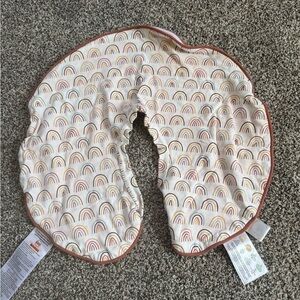 Boppy Cream Nursing Pillow Cover with Multicolor Rainbow and Rust Trim